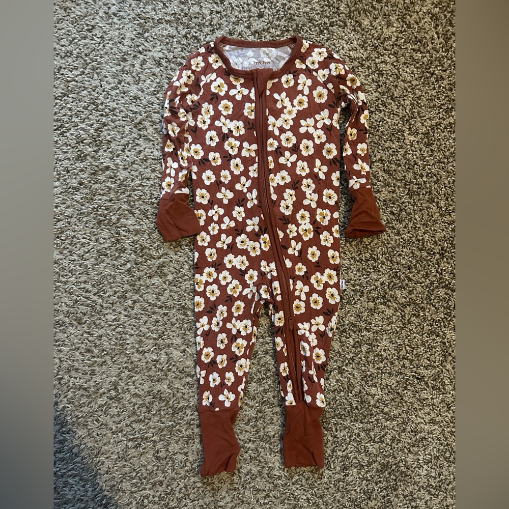 Little Sleepies Brown Floral Kids Footie